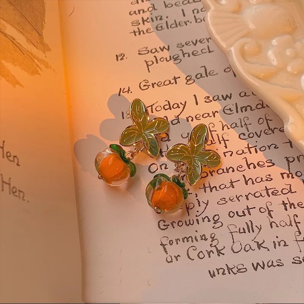 New Persimmon Glass Earrings - Picture 4 of 7